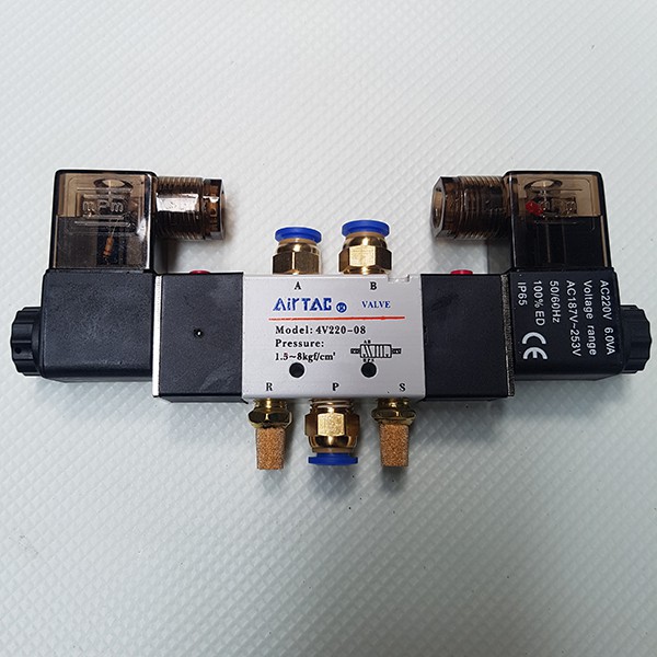 SALE VAN ĐIỆN TỪ KHÍ NÉN 5/2 2 COI ĐIỆN 4V220-08 AIRTAC SOLENOID, VAN ĐIỀU KHIỂN XI LANH KHÍ NÉN XI LANH HƠI