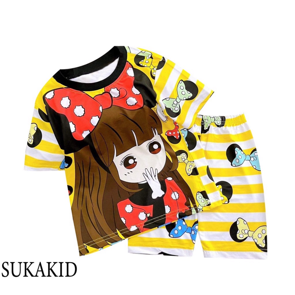 ( Chuyên sỉ lẻ Quần áo trẻ em ) Đồ bộ bé gái siêu đẹp hình in 3D chất liệu thoáng mát mềm mịn co hình bé gái nơ,bò sũa v