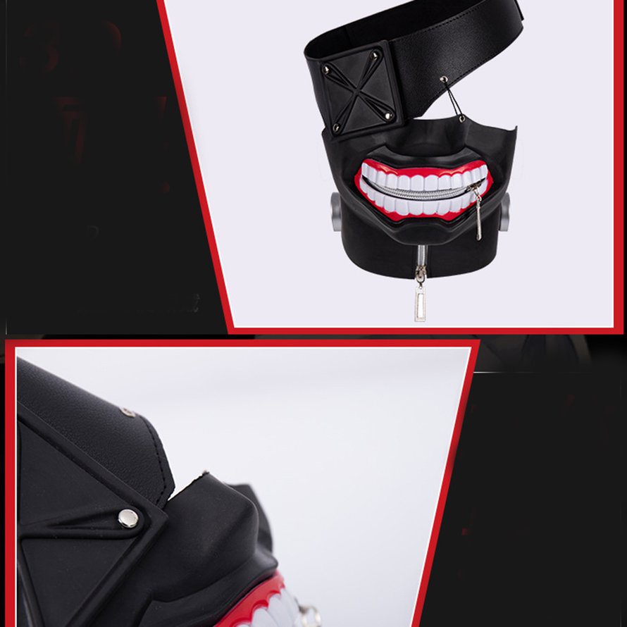 Đồ dùng cho Halloween Tokyo Ghoul Kaneki Ken 3D Pu Leather Mask Mặt nạ Cosplay