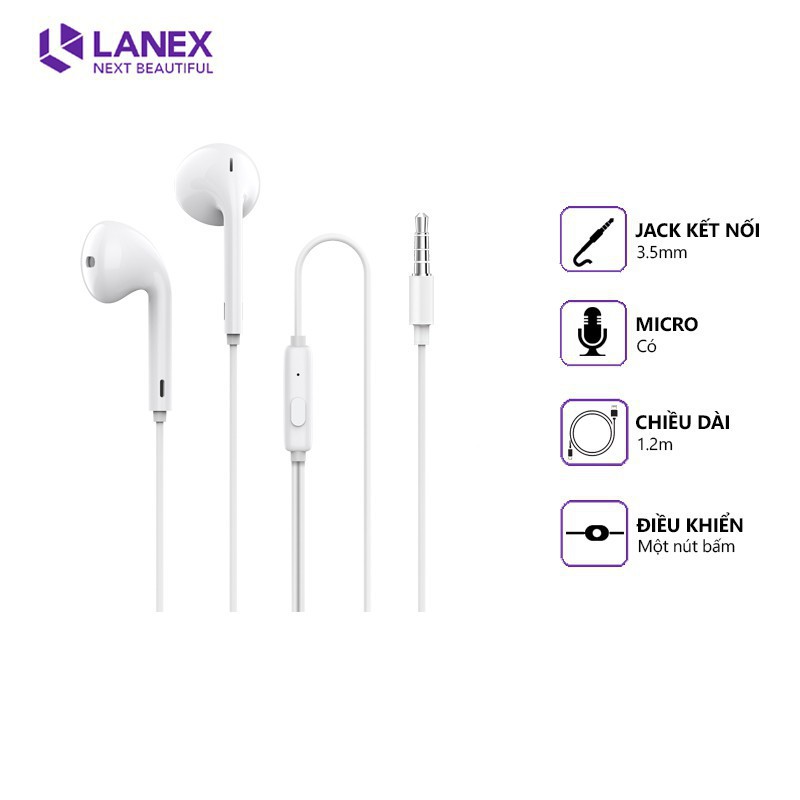 ✔️CHÍNH HÃNG✔️ Tai Nghe Nhét Tai Jack 3.5mm LANEX Chính Hãng  - Có thể sử dụng được rất nhiều dòng