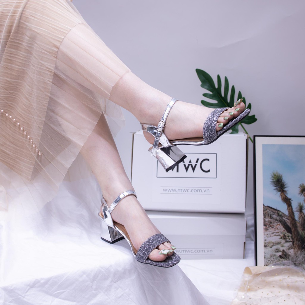 GIÀY CAO GÓT NỮ MWC - GIÀY SANDAL CAO GÓT QUAI NGANG - CAO GÓT SANDAL ĐẾ VUÔNG CAO 5CM - CAO GÓT HỞ MŨI - NUCG-3896