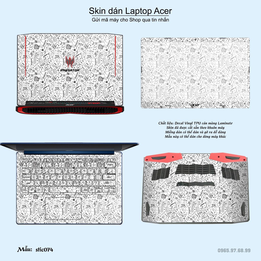 Skin dán Laptop Acer in hình Hoa văn sticker nhiều mẫu 13 (inbox mã máy cho Shop)