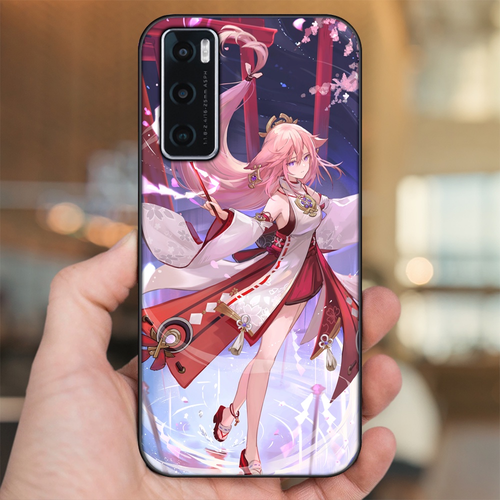 Ốp lưng Vivo V20 SE viền đen in hình Yae Miko Genshin Impact