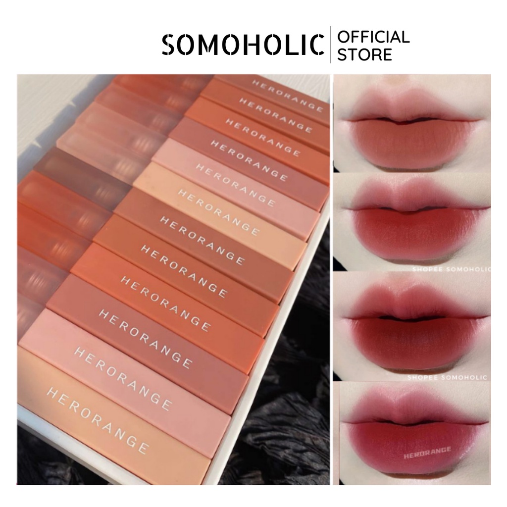 Son Kem Lì Herorange Nội Địa Trung Vỏ Vuông Chất Son Lì Mềm Mịn Lâu Trôi Phiên Bản Mới  Somoholic SM10