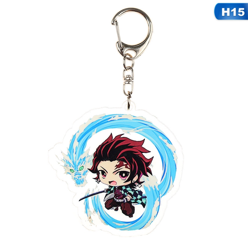 flowersqueen Móc chìa khóa in họa tiết hoạt hình Kimetsu no Yaiba xinh xắn bằng nhựa
