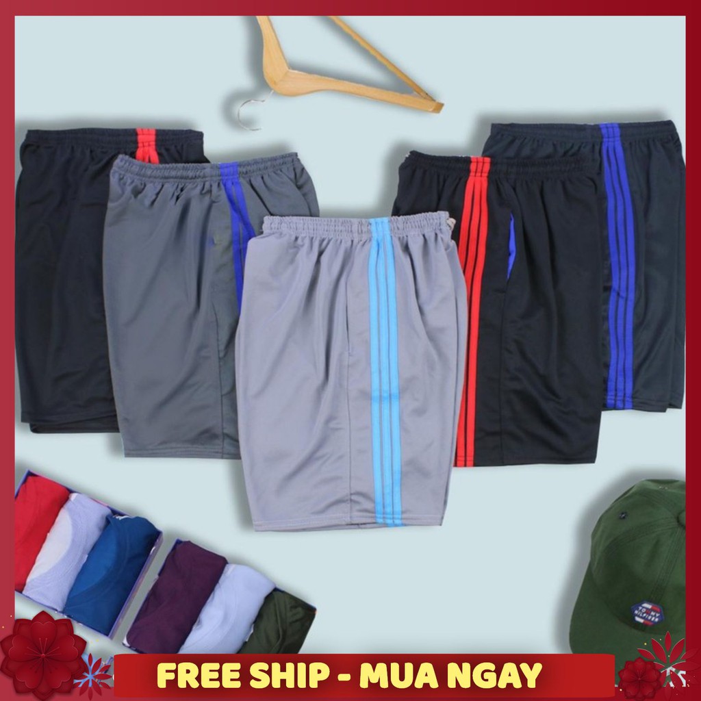 Quần đùi nam vải thun 3 sọc thể thao -1 Quần short nam mặc nhà dạo phố