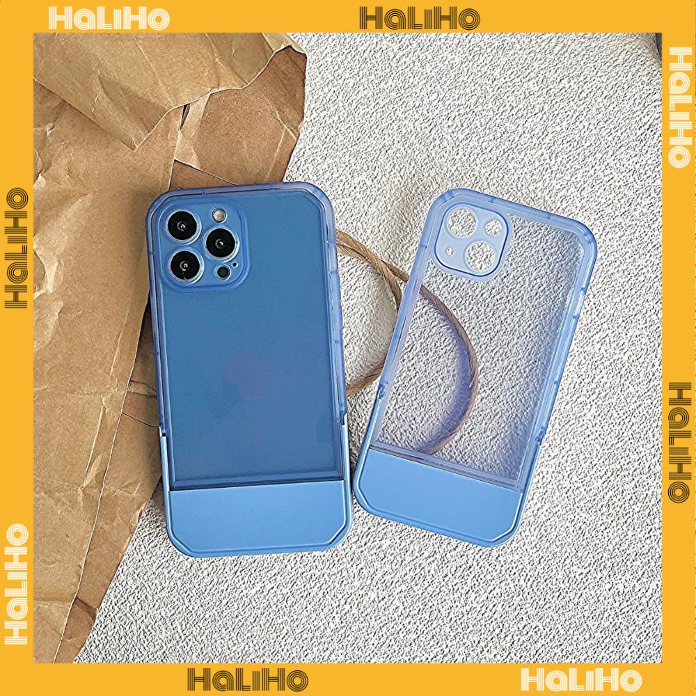 Ốp điện thoại silicon mềm đế gấp trong suốt màu kẹo đệm khí bảo vệ thích hợp cho iPhone 11 13 Pro Max 12 Pro Max 7 Plus
