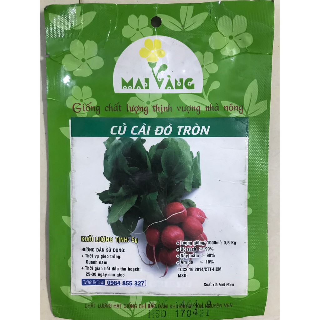 Hạt giống Củ cải đỏ tròn 5g