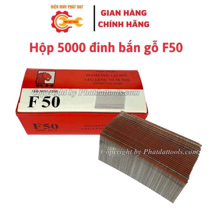 Đinh bắn gỗ F50-Hộp 5000 đinh 50mm cho máy bắn đinh F50 bắn gỗ