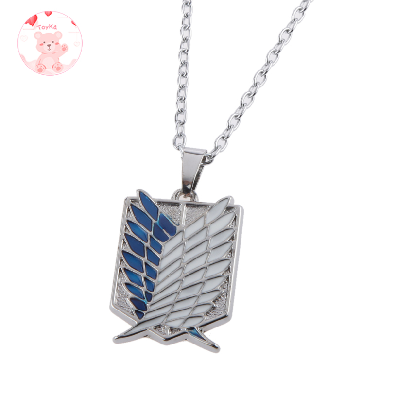 [whbadguy]Anime Attack On Titan Shingeki no Kyojin Badge Pendant Necklace Gift Blue