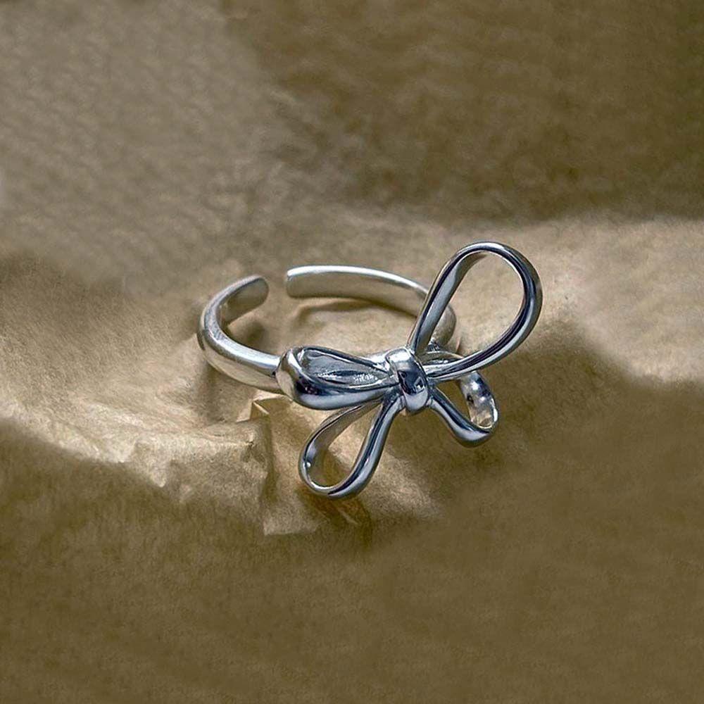 Nhẫn Hở Hình Nơ Phong Cách Hip Hop Tối Giản Cho Nữ