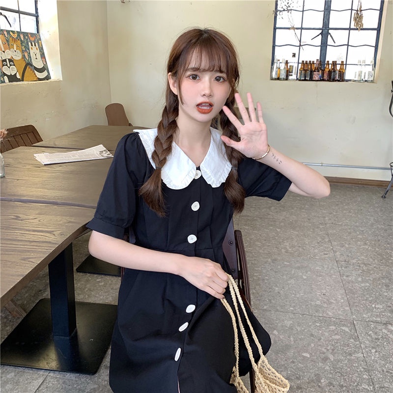 Đầm tay ngắn cổ búp bê phong cách mới thời trang mùa hè cho nữ