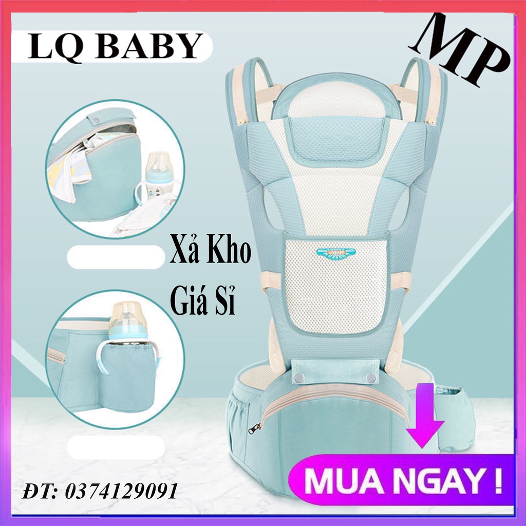 [CAM KẾT Y HÌNH] Địu em bé nhiều chức năng có đỡ cổ, có bệ ngồi (hộp tì đựng đồ) chống gù lưng, điệu trẻ em nhiều tư thế