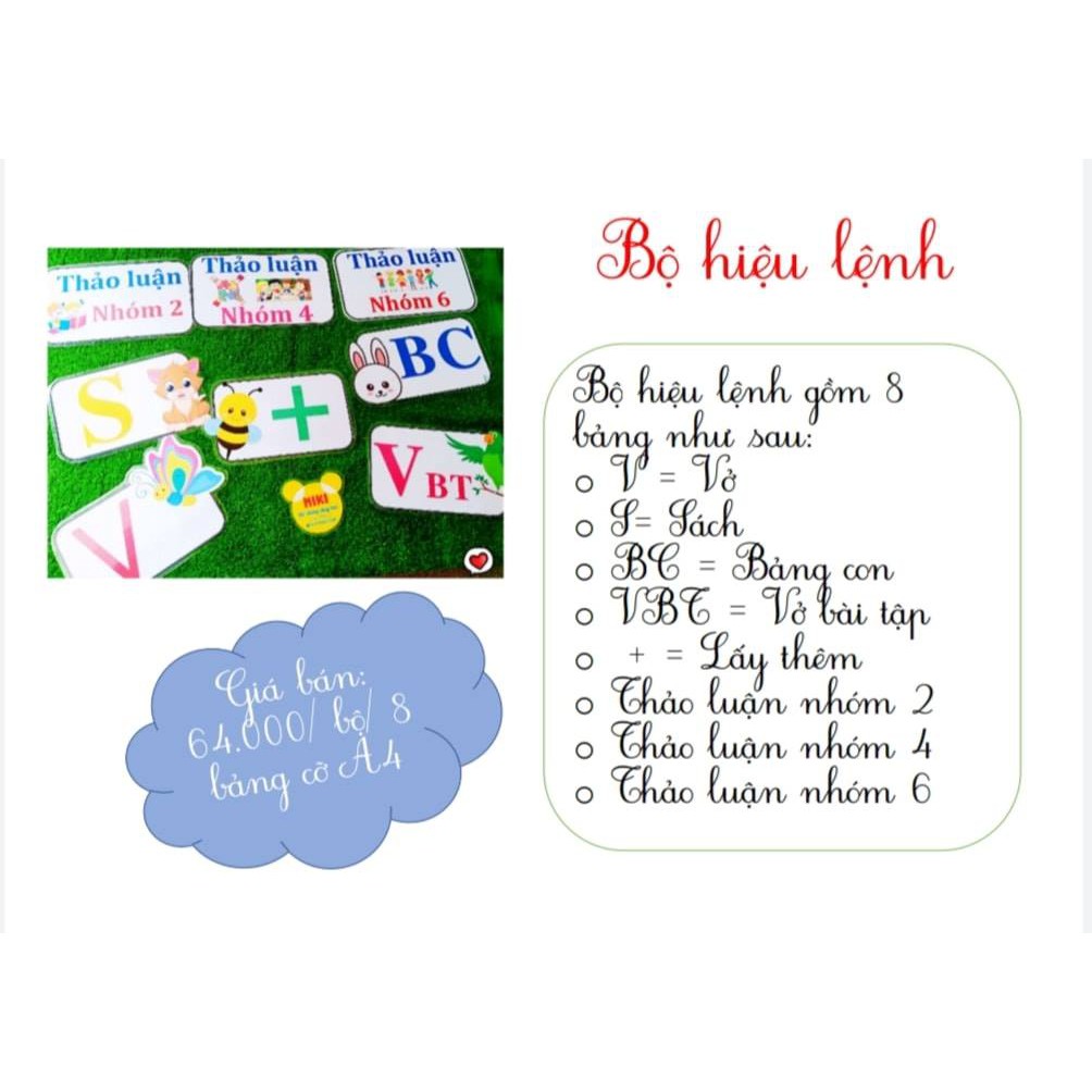 Combo 8 bảng hiệu lệnh hỗ trợ giáo viên lên tiết