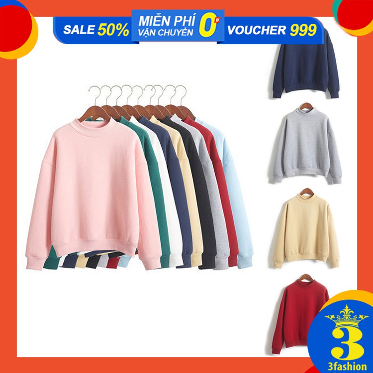 Áo Sweater Unisex Màu Trơn Không Mũ Vải Mềm Êm Ái Cho Cả Nam Và Nữ - MSP T23