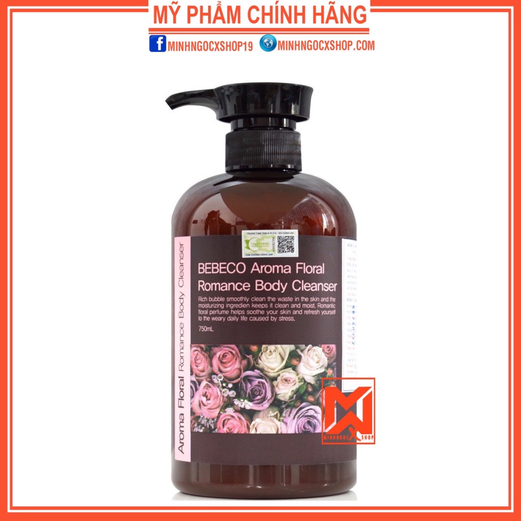 Sữa tắm nước hoa hương thơm lãng mạn BEBECO AROMA FLORAL ROMANCE BODY CLEANSENR 750ml chính hãng