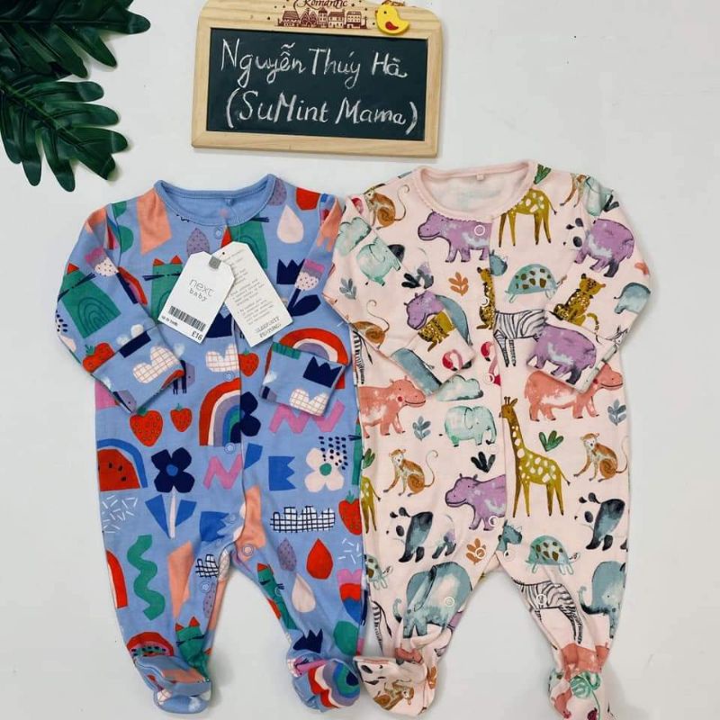 (Chọn mẫu) Body liền tất- Sleepsuit cotton sz 1m (3-5,5kg) các hãng