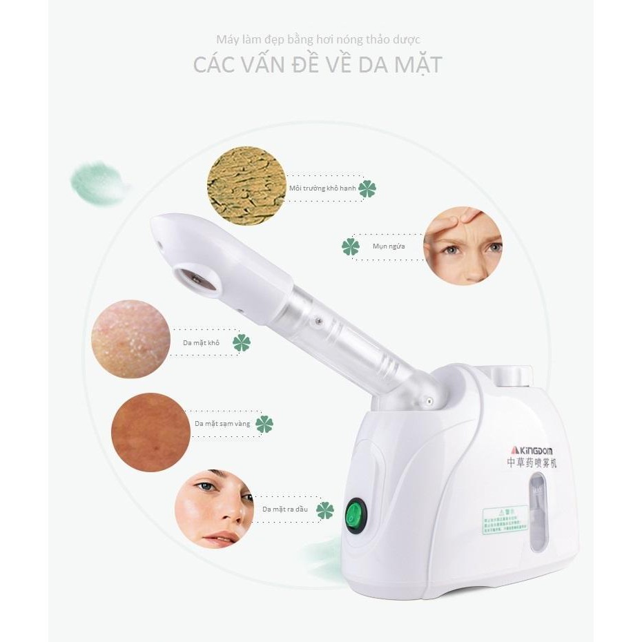 Máy xông hơi mặt xoay 360 độ KINGDOM Cao Cấp giúp da cấp ẩm, thông thoáng lỗ chân lông & căng mịn hơn [ ĐỔI MỚI 7 NGÀY]