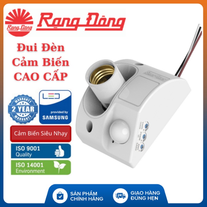 Đui Đèn Cảm Ứng Rạng Đông DCB01-PIR Cao Cấp , cảm biến siêu nhạy , dễ dàng điều chỉnh , bảo hành chính hãng