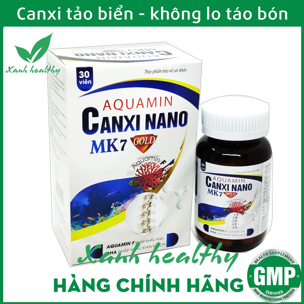 Viên uống Aquamin Canxi nano Mk7 Gold - tăng chiều cao, ngừa loãng xương từ tảo biển đỏ dùng cho trẻ từ 1 tuổi - Hộp 30v