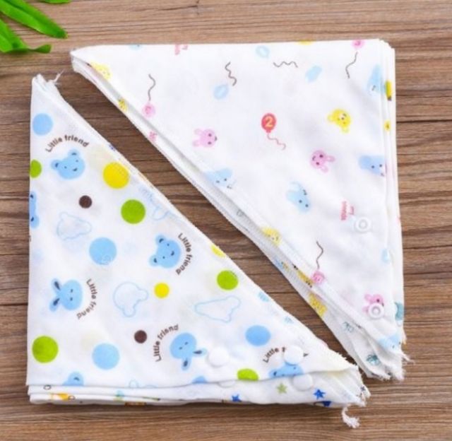 10 Chiếc Khăn Yếm Xô / Khăn Xô Tam Giác Cúc Bấm ( ko chọn mẫu )