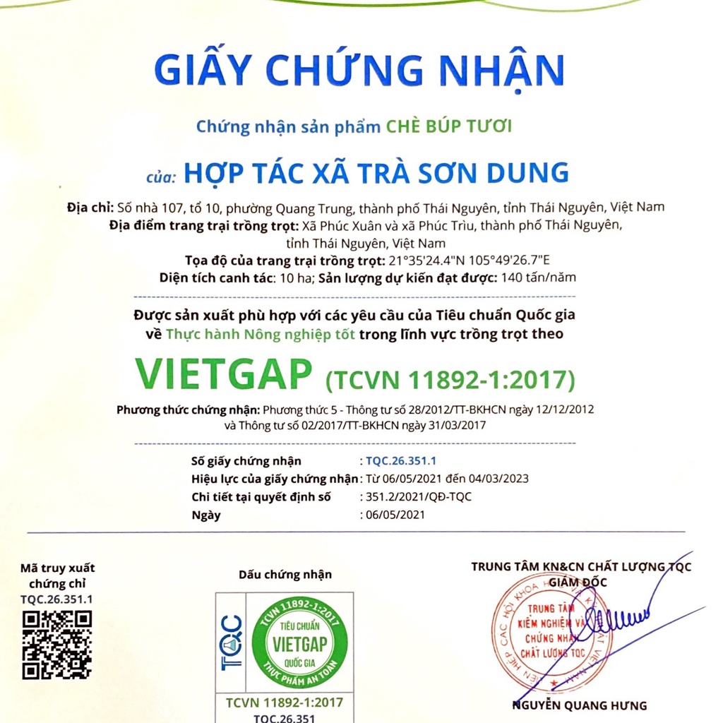 Chè Thái Nguyên | Trà nõn thượng hạng | Mộc trà | Chè Tân Cương Thái Nguyên | Trọng lượng 200g đóng hút chân không