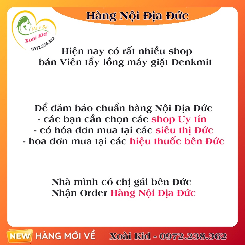 [Hàng nội địa Đức] Viên vệ sinh máy giặt, tẩy lồng giặt Denkmit của Đức