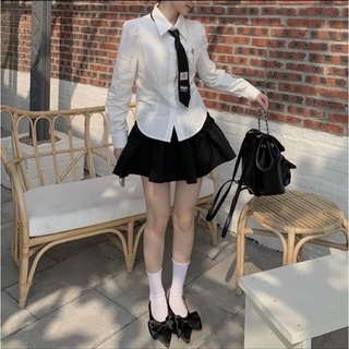Áo sơ mi trắng nữ sinh oversize tay dài chuẩn form - Order taobao quảng châu