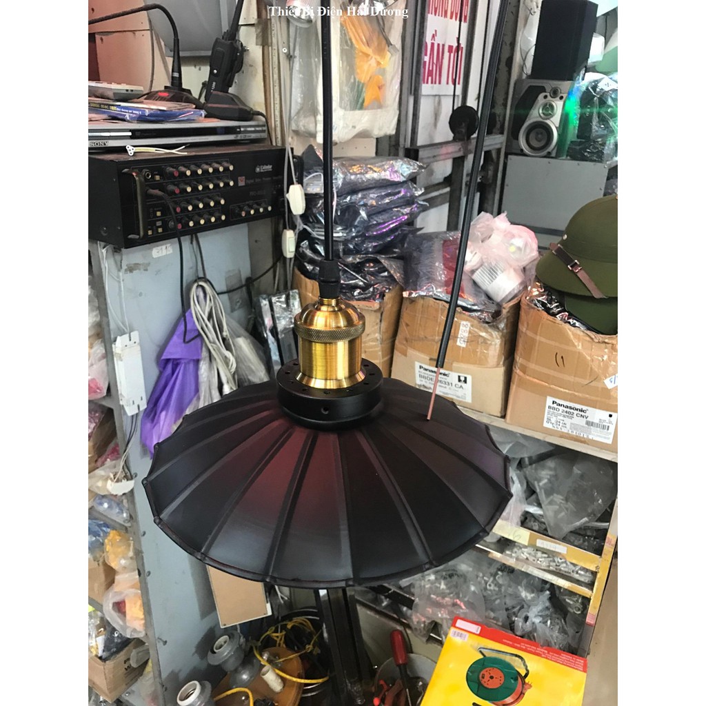Chao đèn thả đui đồng kiểu đèn bão TBD866 đường kính 250mm/350mm (Đen)