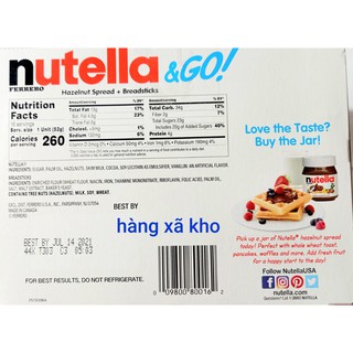 hộp 52 gr bánh que chấm socola hạt dẻ nutella & go