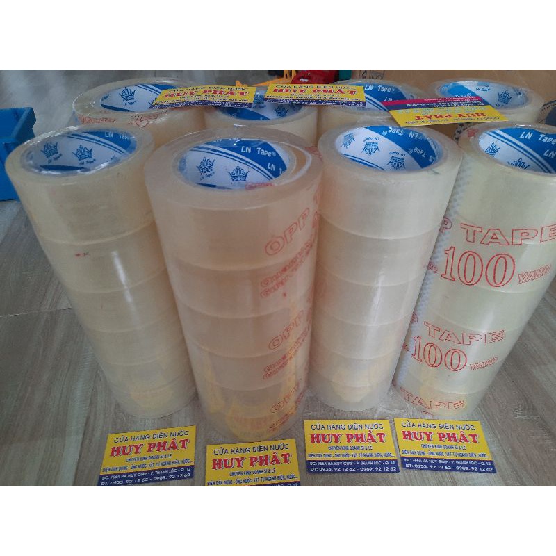 Băng keo khổ 4.8cm dài 80ya,100ya,200 yard băng dính dán thùng lõi mỏng