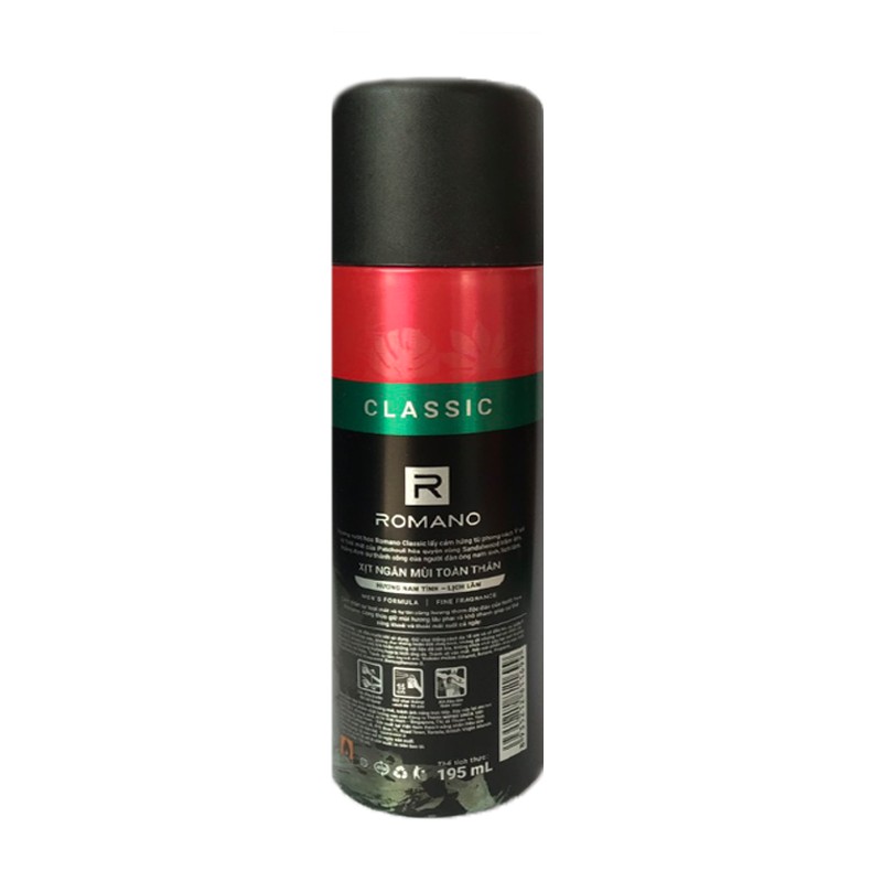 Xịt khử mùi toàn thân cho nam Romano Classic chai tặng dung tich 195ml