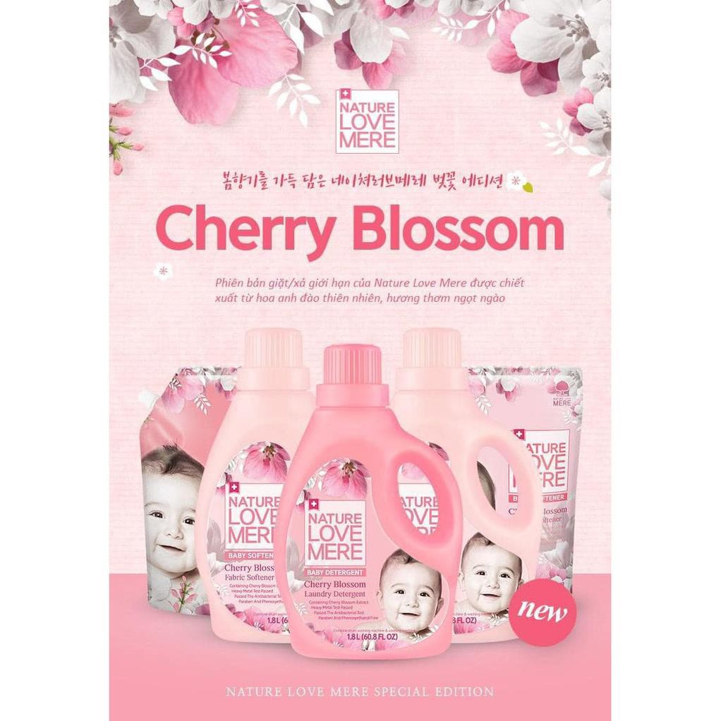 Nước giặt Nature Love Mere hương hoa anh đào Cherry Blossom chai 1.8L túi