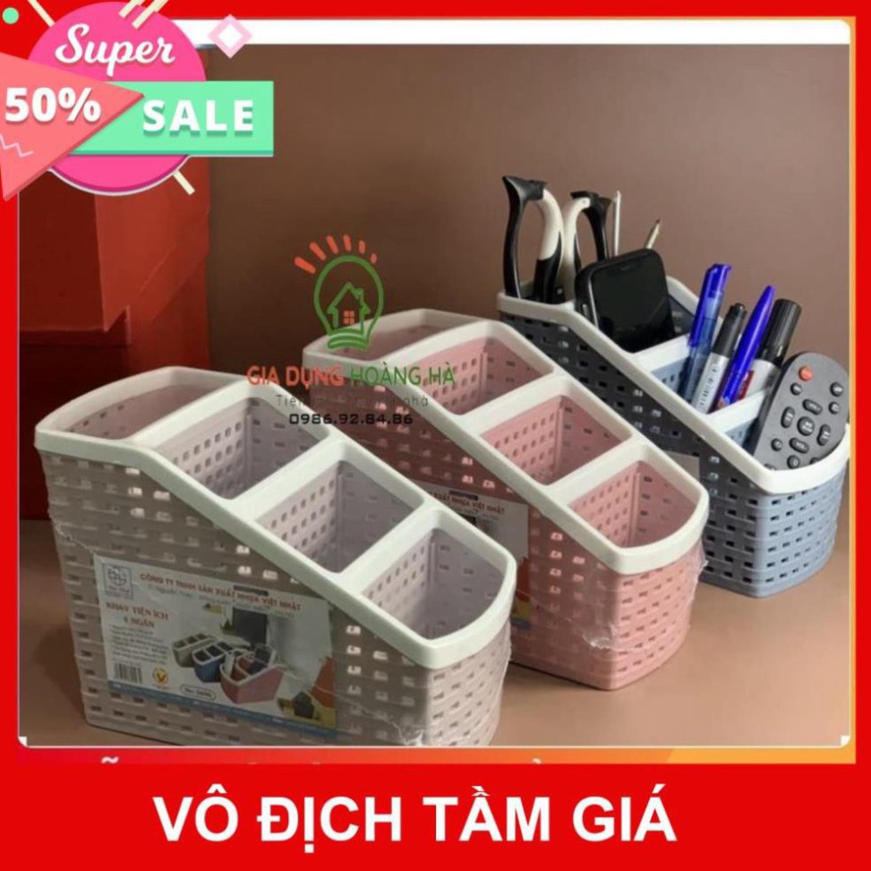 [ Bán giá gốc ] Khay nhựa tiện ích 4 ngăn, để bàn, đựng đồ, khay nhựa 4 ngăn, đựng bút, đồ dùng đa năng