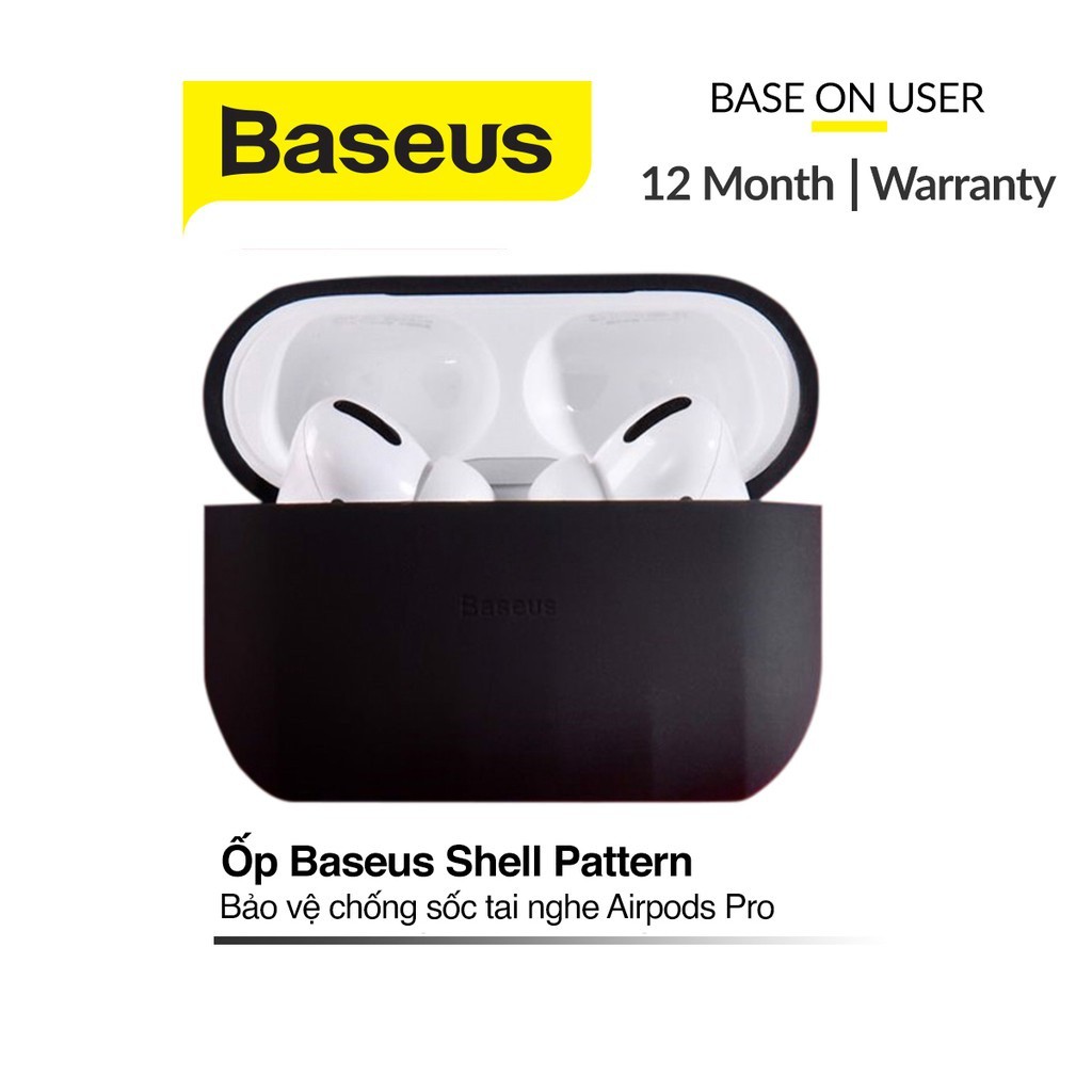 Case bảo vệ tai nghe Baseus Shell Pattern chất liệu Silicon siêu bền chống sốc cho Airpods