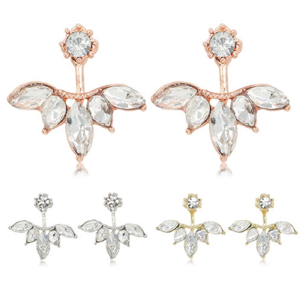 Khuyên tai hình chiếc lá đính đá phong cách thanh lịch dành cho nữ