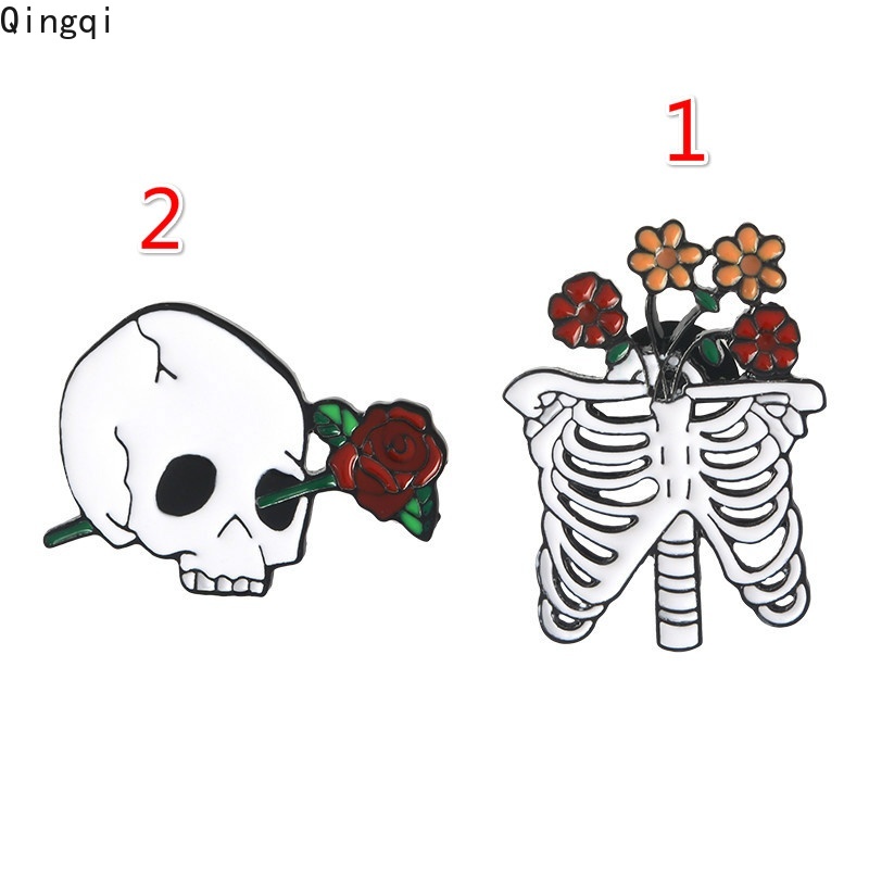 Ghim cài áo MISS ZOE hình đầu lâu/ xương trắng sáng tạo