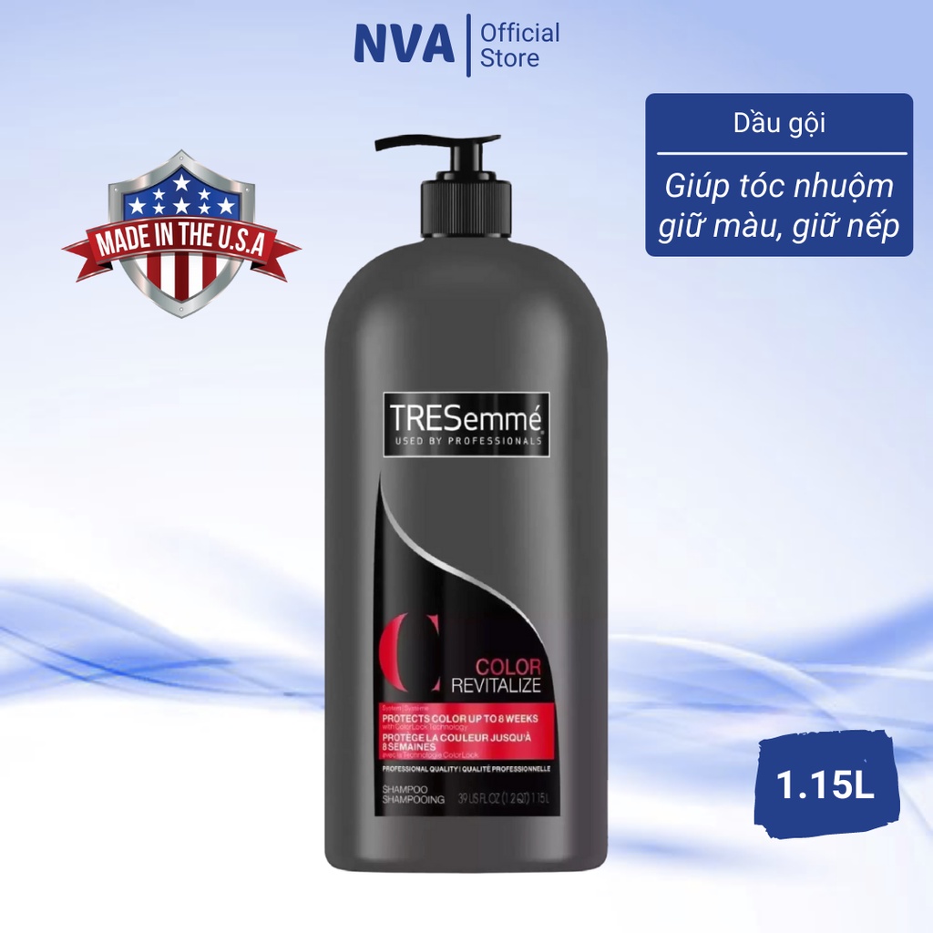 Dầu gội đầu Tresemme cho tóc nhuộm 1.15L nhập Mỹ giúp duy trì màu tóc, giữ nếp, phục hồi tóc hư tổn chuẩn solon