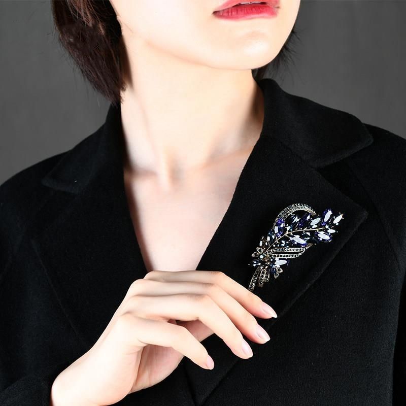 Ghim Cài Áo Hình Hoa Đính Pha Lê Phong Cách Retro