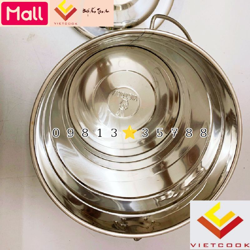 Xô inox 304 có nắp dung tích 10, 15 lít VIETCOOK đựng nước canh trường học, nước lèo, sữa, nước dùng tiện lợi