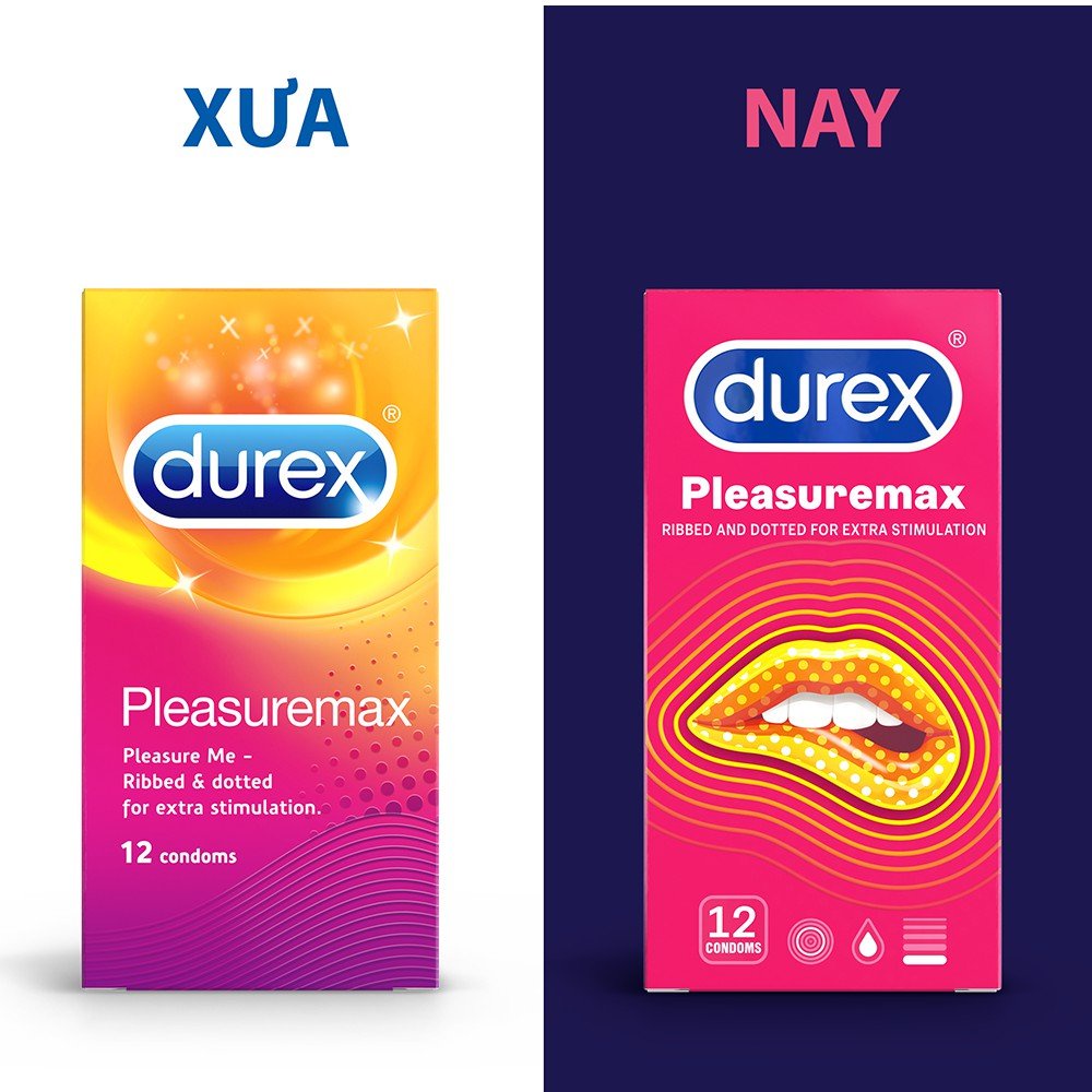 Bao cao su Durex Pleasuremax / bao cao su gai li ti siêu mỏng - bcs hộp 12 cái