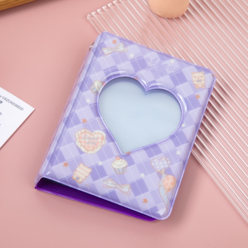 Album Ảnh Hàn Quốc 3 Inch Nắp Vuông Mini 40 Ngăn Đựng Thẻ Sưu Tầm Hình Trái Tim Dễ Thương