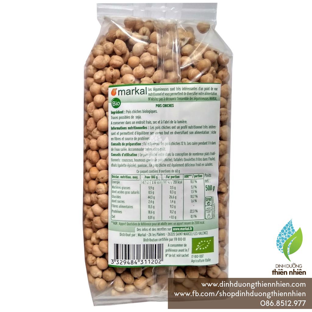 Đậu Gà Hữu Cơ Markal Organic Chickpeas, 500g