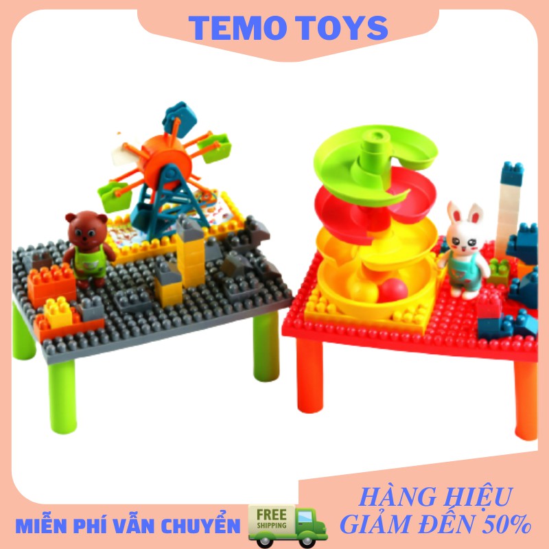 đồ chơi trẻ em xếp hình Cầu Trượt Lego Thả Bóng và vòng quay Lắp Ráp Thông Minh kích thích sáng tạo cho bé Temo Toys