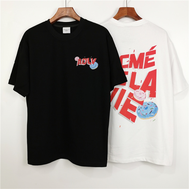 ADLV Áo Thun Cotton Ngắn Tay Dáng Rộng Họa Tiết Chữ Hoạt Hình Thời Trang Cho Nam Nữ