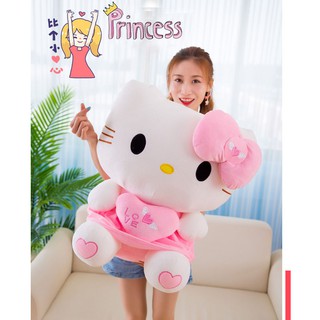 GẤU BÔNG KITTY ÔM TIM THÊU SIZE 30CM