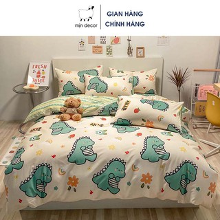 Bộ chăn ga gối khủng long MỊN DECOR cotton 3D mềm mại dễ thương