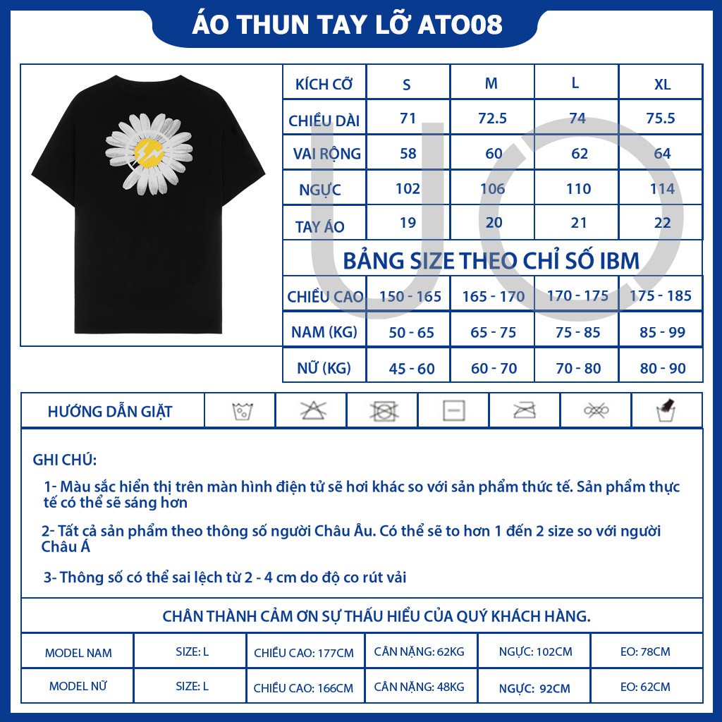 2 Màu ATO08 Áo Thun Tay Lỡ Nữ Nam Form Rộng URBAN OUTFITS IN Hoa Cúc Flash Cotton 4 Chiều Local Brand