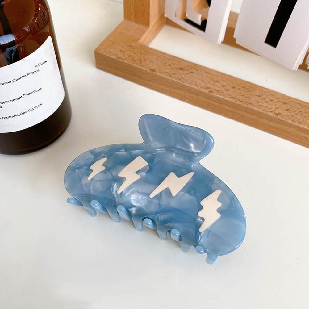 Kẹp Tóc Hình Học Khoét Rỗng Màu Xanh Dương Lightning Hoạt Hình Đám Mây Thời Trang Cho Nữ