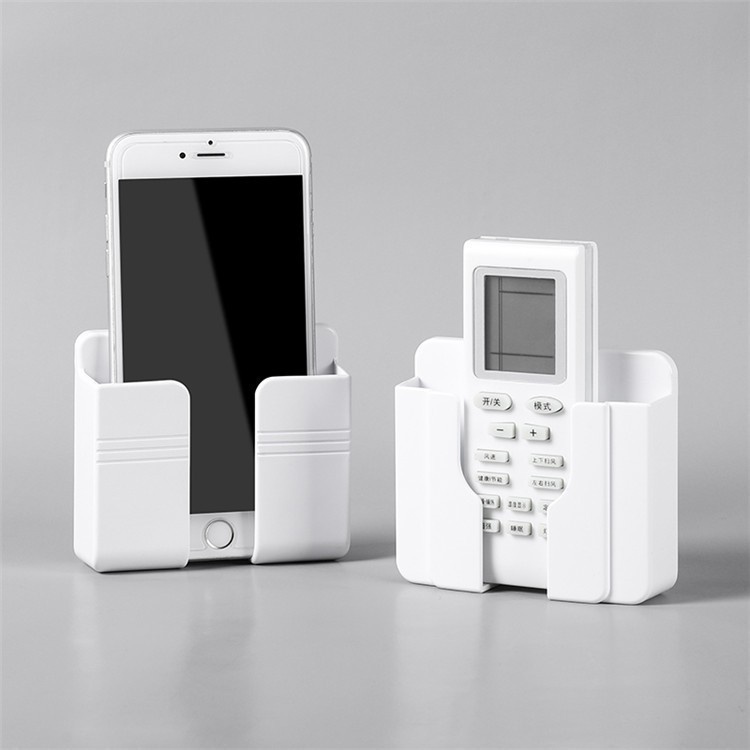 Kệ Dán Tường Để điện thoại, đồ dùng, giá đỡ điều khiển remote có Móc Treo Giữ Dây Điện đa năng